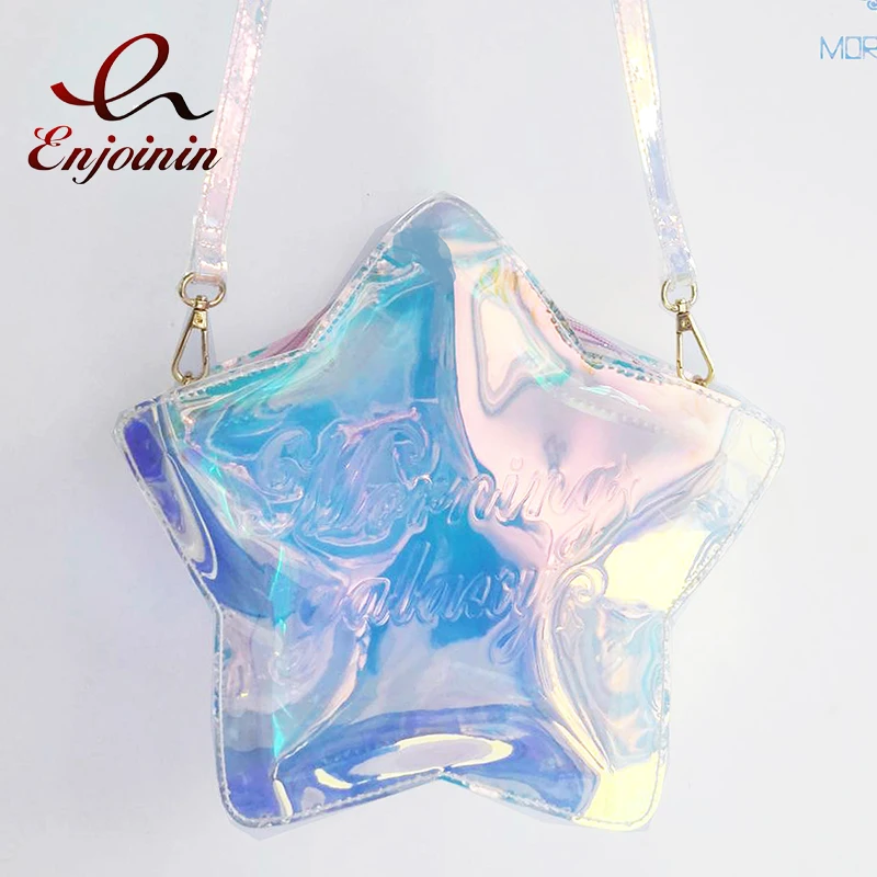 Kawaii Laser Moon Star Shape Purses and Handbags for Girls Lolita Shoulder Bag Cloud Shape Crossbody Bag Clear Cosplay Bag New