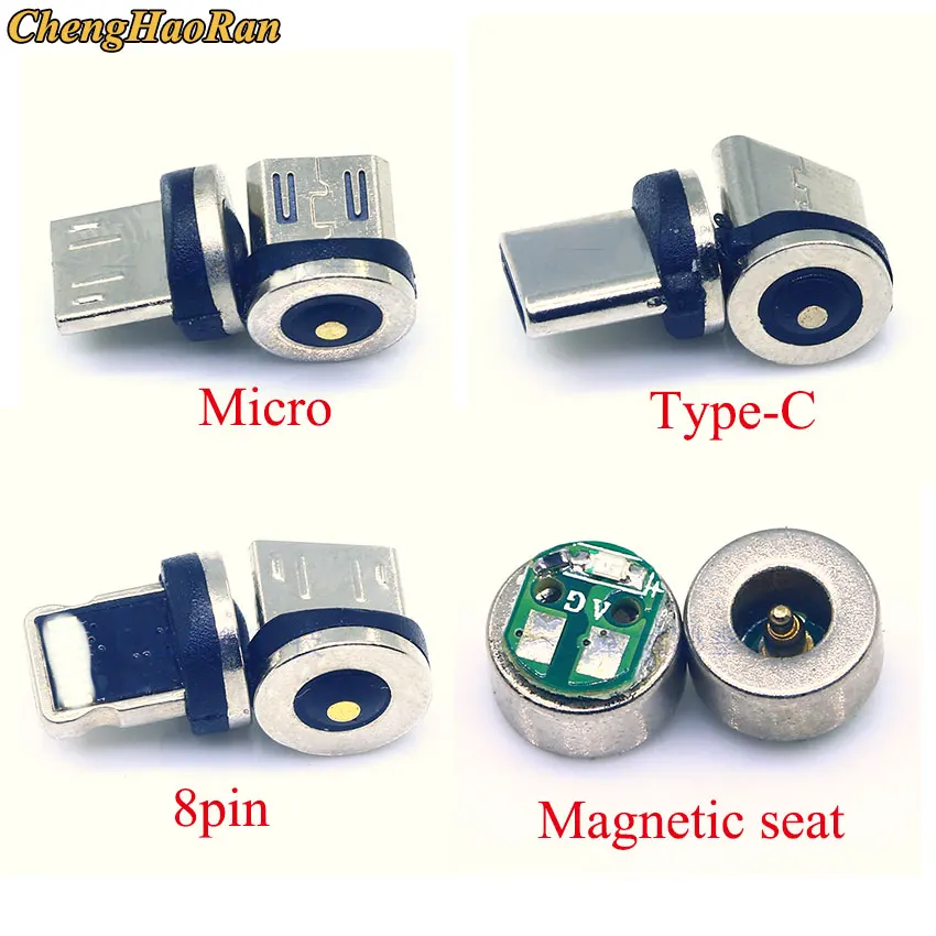 ChengHaoRan 1pcs Magnetic Seat Cable Adapter Micro USB Type C Dustproof Magnetic Tips For Iphone Magnet Charger Connector