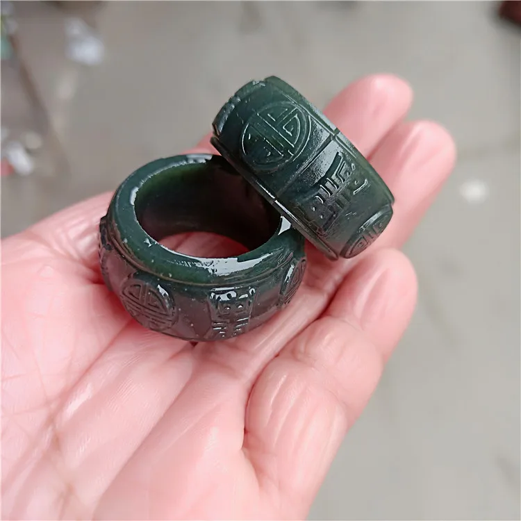 100% real jade natural handmade hetiangreen jade ring male and female jade ring jade gift rings brand men