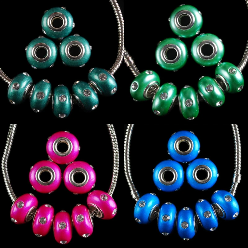 5Pcs 9x15mm Polymer Clay Rhinestone Beads Spacer Loose Bead For Jewelry Making DIY Necklace Bracelet Design Charms Accessories