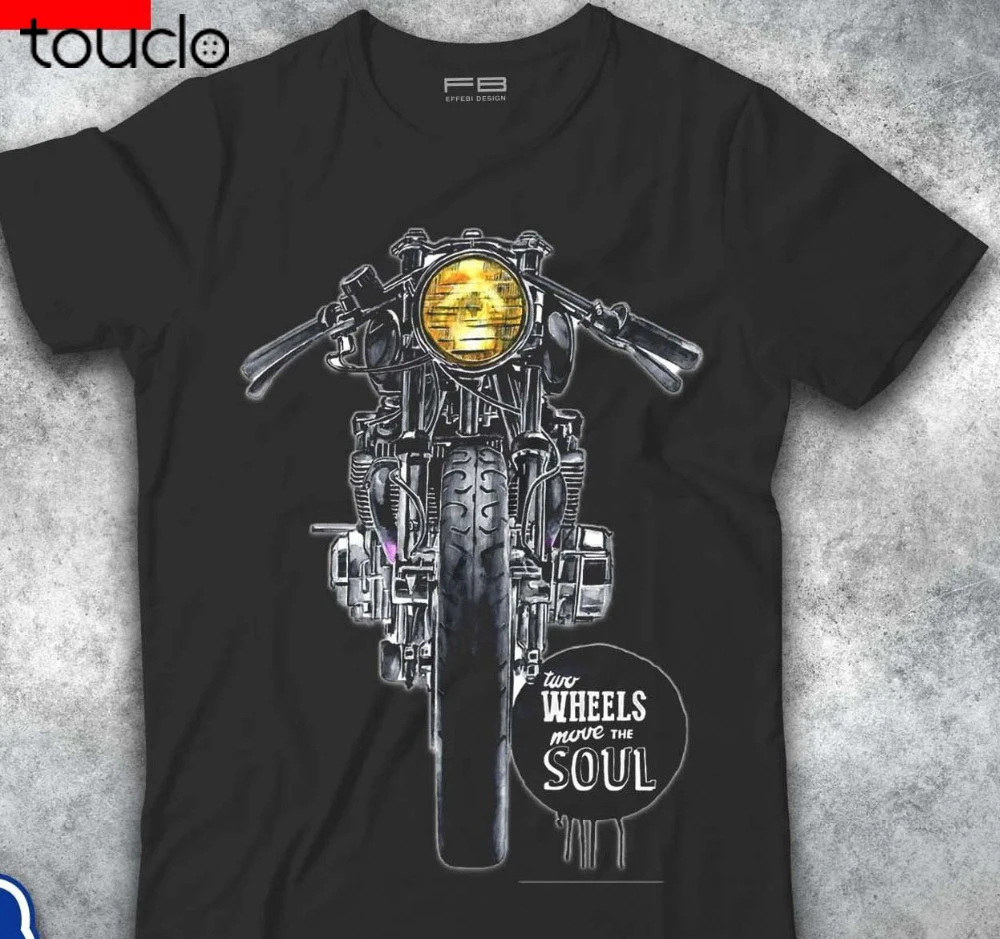 T-Shirt Cafe Racer Vintage Wheel Move The Soul Motorbike Motorcycle Cotton T Shirt 2019 Men Summer Casual Fashion T Shirt Design