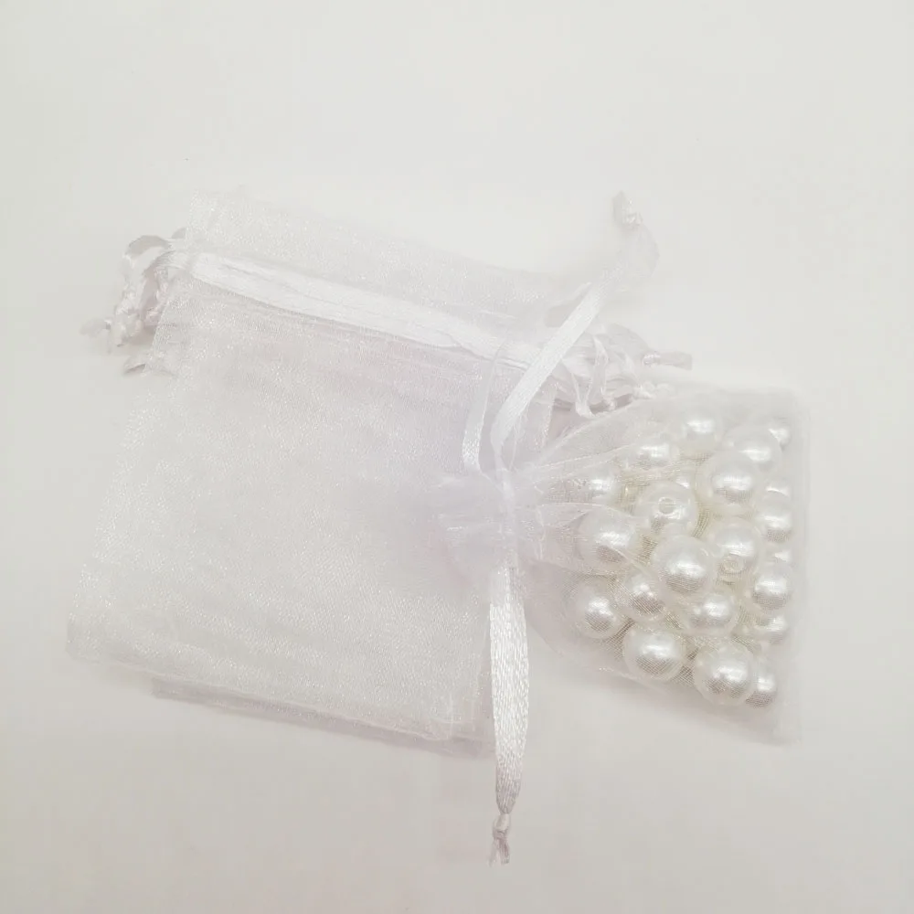 100Pcs White Organza Bags Jewelry Storage Display Packaging Bags For Business Wedding Christmas Gift Bag Drawstring Pouch 13Size