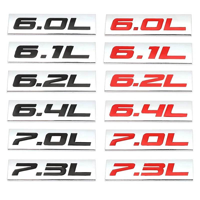 3D 6.0L 6.1L 6.2L 6.4L 7.0L 7.3L Car Emblem Badge Sticker for Dodge Challenger Toyota FORD V8 Super SUV Cadillac CHEVROLET CHEVY