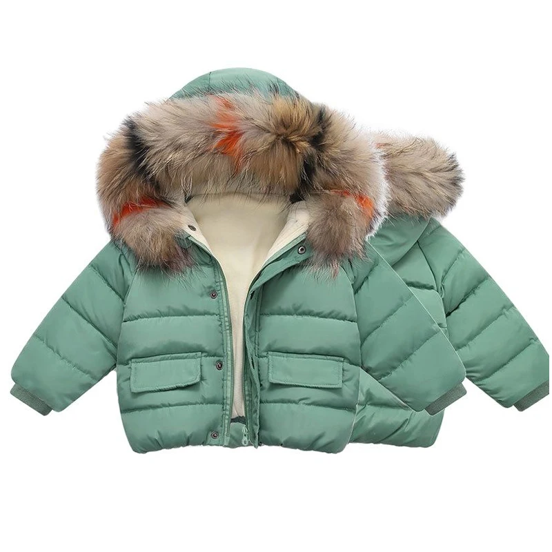 

Children Jackets Thicken Plush Cotton Clothing 2023 New Fashion Baby Warm Hooded Overcoat 2-6y Kids Clothes Boys Girls Coats