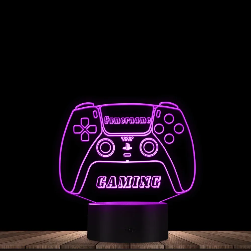 

Game Controller Joystick Night Light Personalized Name LED Table Lamp 7 Color Changeable Touch Control Engraved Gift For Gamer