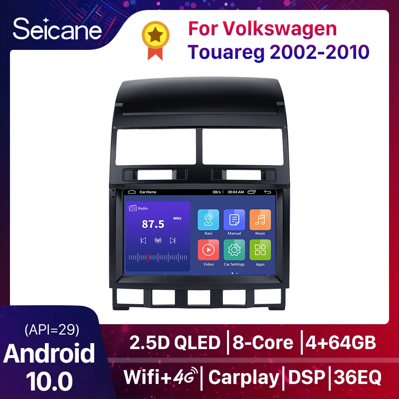 Seicance 4G+64G Android 10.0 QLED Car Radio Multimedia Player For VW Volkswagen Touareg 2002-2010 GPS Navigation no 2din Carplay