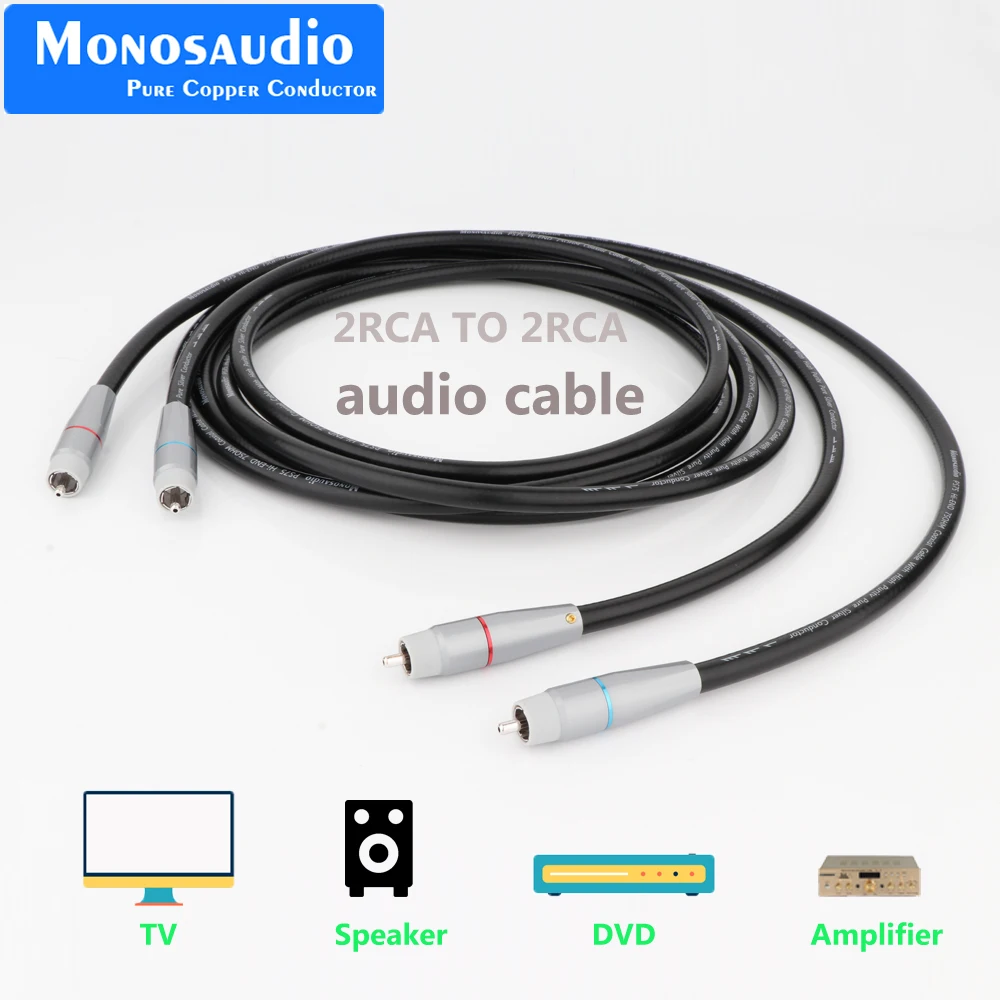 Monosaudio Pure Silver RCA Signal Cable 75OHM Coaxial Lines Pure Silver Interconnect Cable with Rhodium Plated R200R RCA Plug