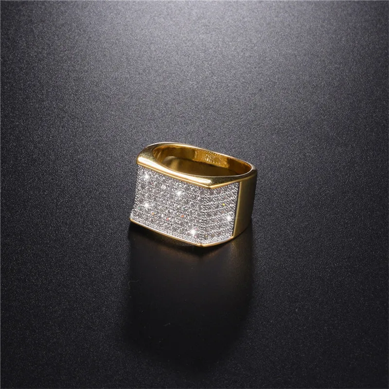 Men\'s Luxury Hip Hop Ring jewelry 925 Silver bling SONA Simulated Diamond painting full gold rings for boys Party gift Size 8-13