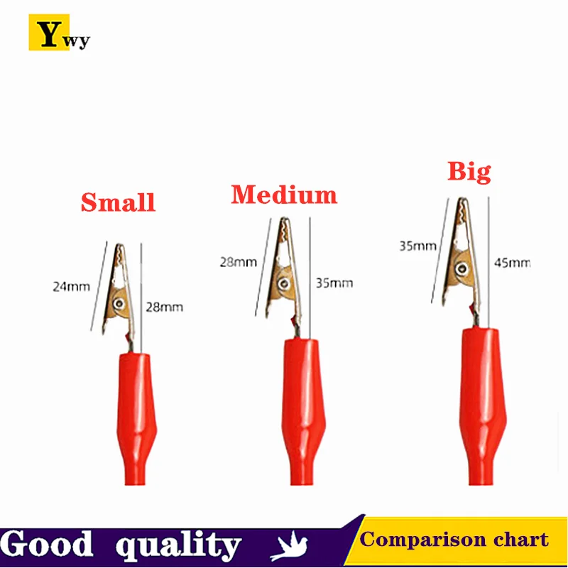 10pcs 50cm Small/Medium/Big Alligator Clips Doubl E-ended Clips Crocodile Cable Alligator Jumper Wire Test Leads Alligator Clips
