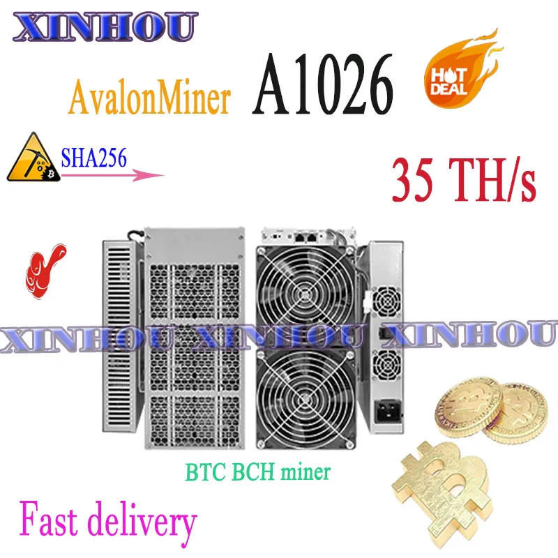 

old BTC BCH miner AvalonMiner A1026 35T SHA256 Asic miner better than Avalon 1047 AntMiner S17+ S17e T17+ T2T T3 M21S M20S M3