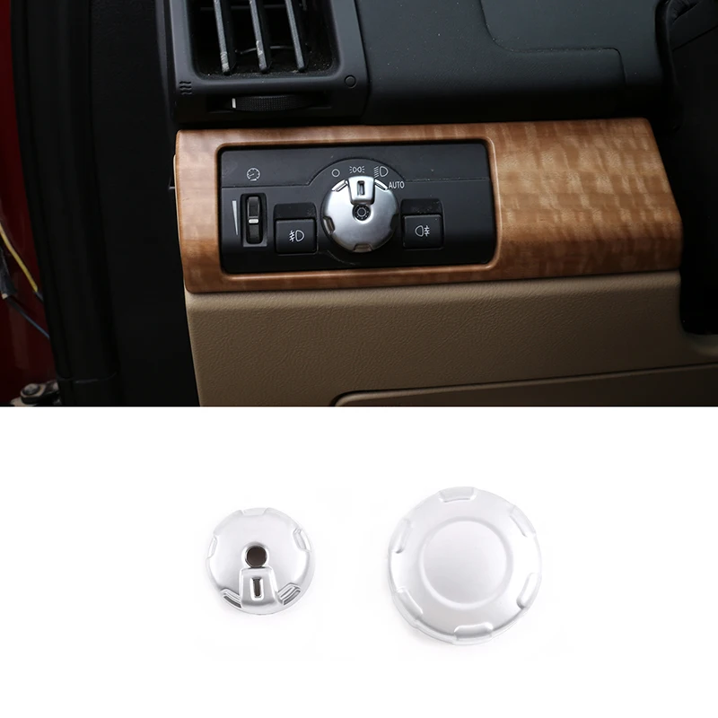 For Land Rover Freelander 2 2007-2012 Headlight Switch, Terrain Adjustment Knob Cover ABS 2 Pcs Modification Accessories