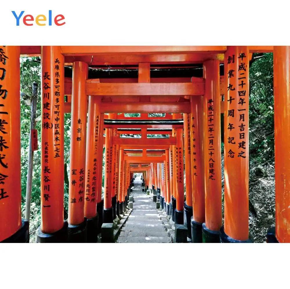 

Yeele Red Door Pillar Scenery Torii shrine Japan corridor path Photography Backgrounds Photographic Backdrops For Photo Studio
