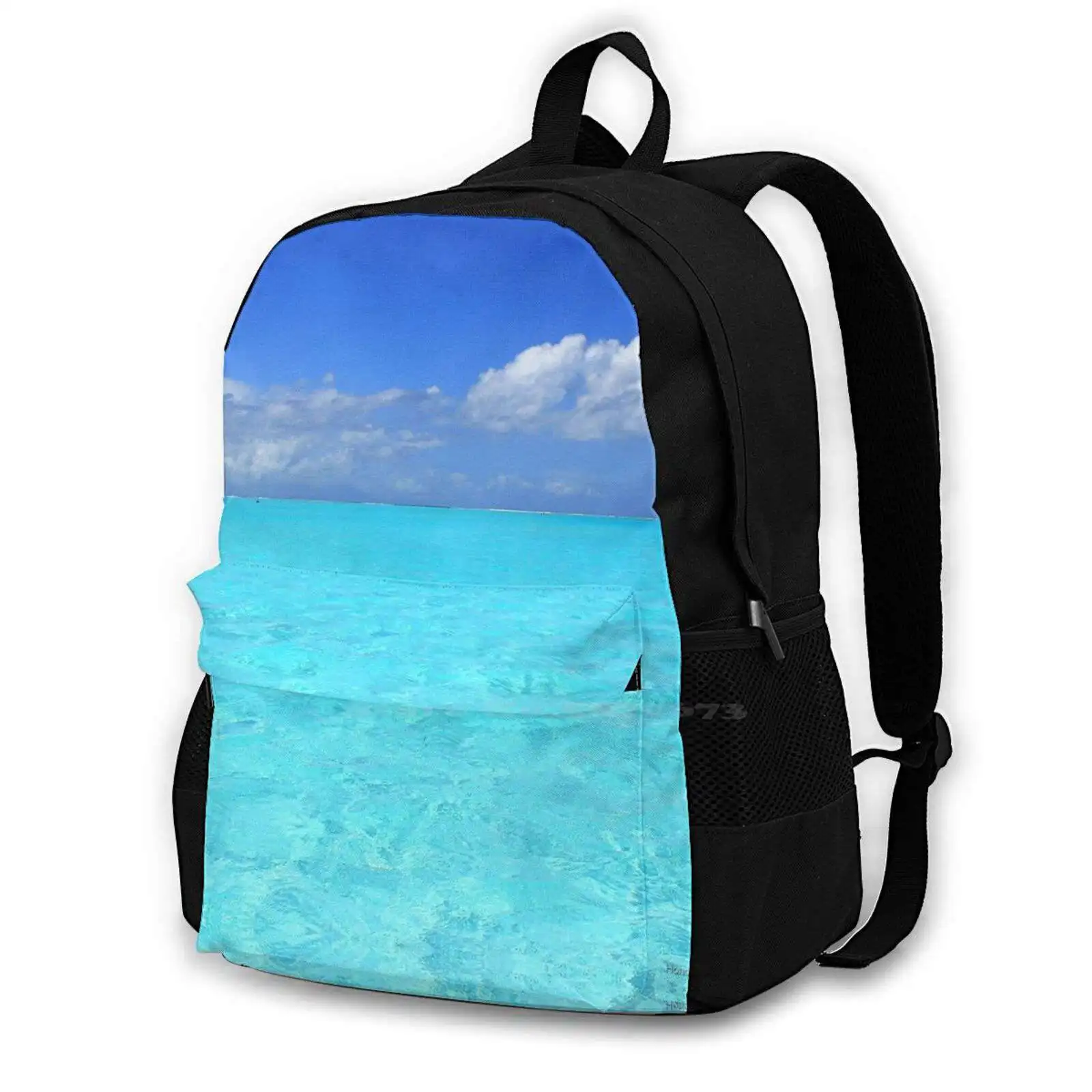 

Sea Of Turquoise - School Bag Big Capacity Backpack Laptop Island Turquoise Sea Water Blue Honor Kyne Polynesia Tahiti Reef