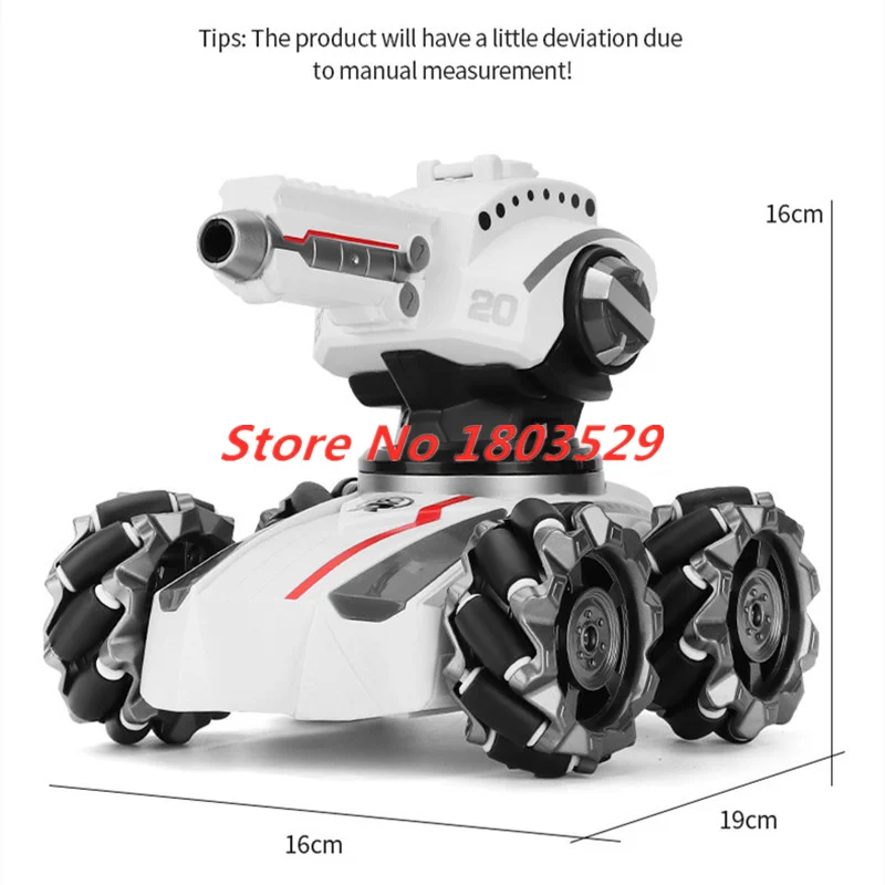 2.4G Watch Control Water Bomb RC Tank With Light & Music Shoots Ball Battle   Tracked Vehicle Remote Control War Tank Car Gifts