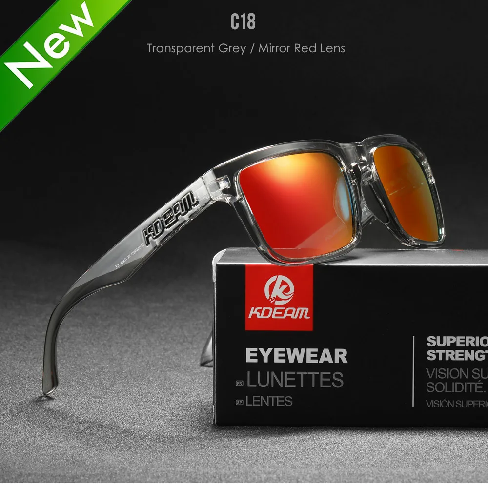 KDEAM Quadratische polarisierte Sonnenbrille für Herren im Freien, Lifestyle-Beschichtung, Sonnenbrille, neue passende Farben mit Box