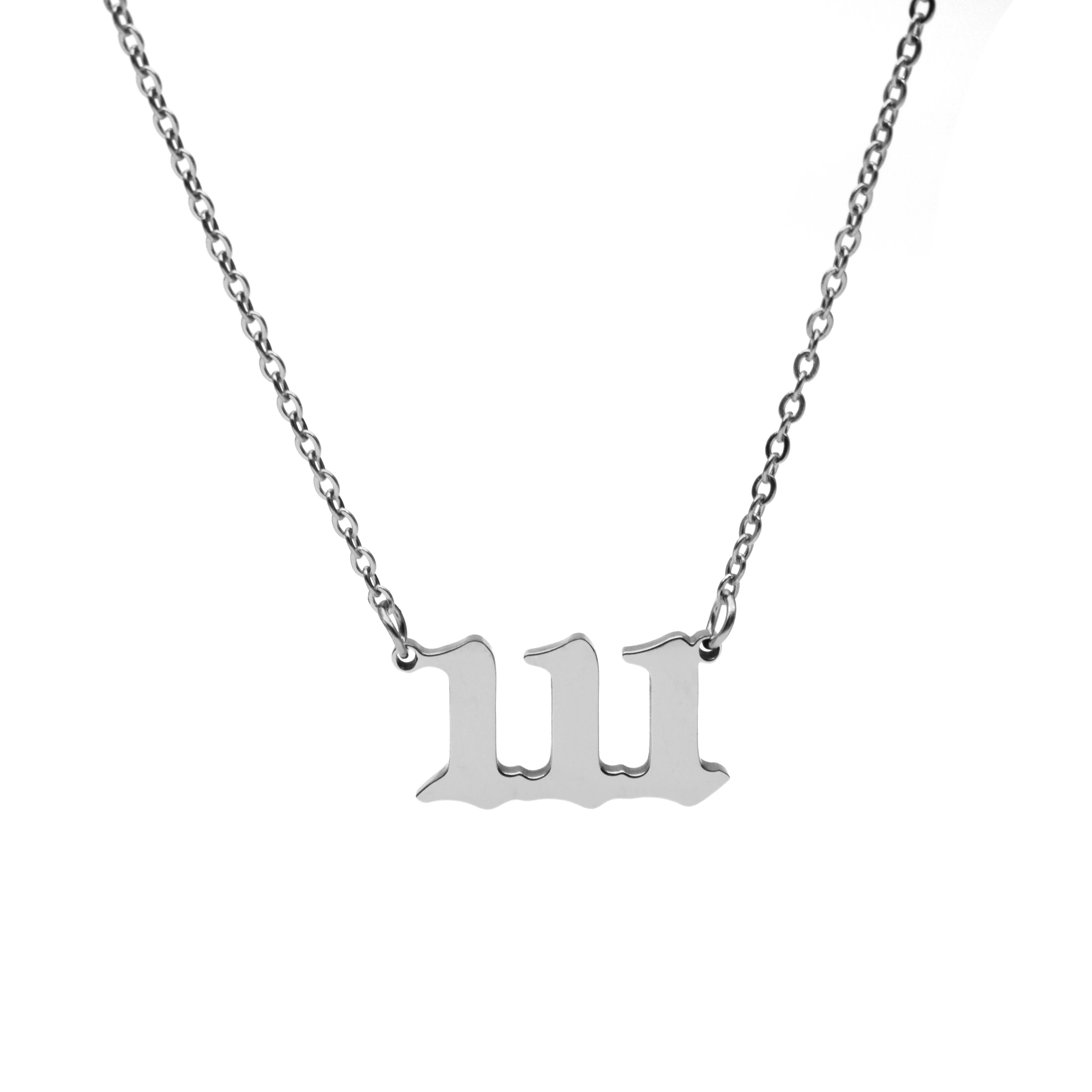 Stainless Steel Angel Number 111 Pendant Necklaces for Women Custom Birth Date Number Jewelry