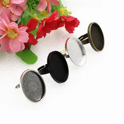 Onebeading Fit 18x25mm Oval Cabochons Metal Ring Blank Setting Bezel Tray Base DIY Ring Making Accessories 10pcs K05124