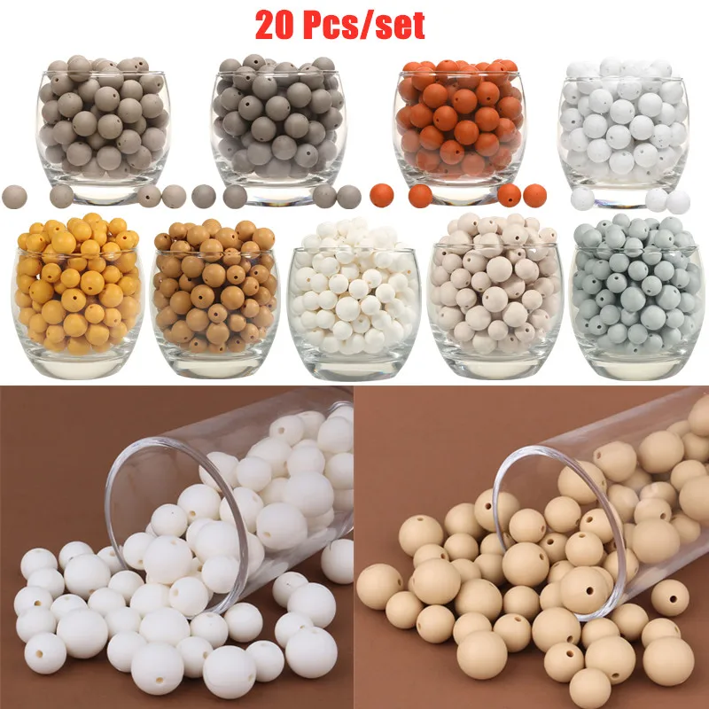 20pcs BPA Free Silicone Loose Beads Food Grade Baby Silicone Beads Teether DIY Chewable Newborn Pacifier Chain Baby Products