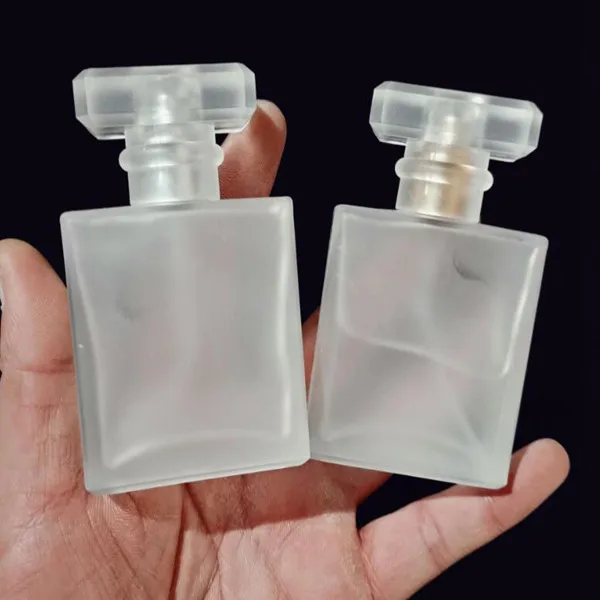 New 50ml flat square bayonet frosted glass perfume bottle