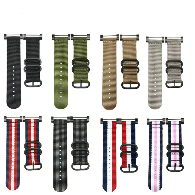 Nylon strap for Suunto Core replacement watch band Fabric Canvas wrist watchband bracelet with connector tool black silver clasp