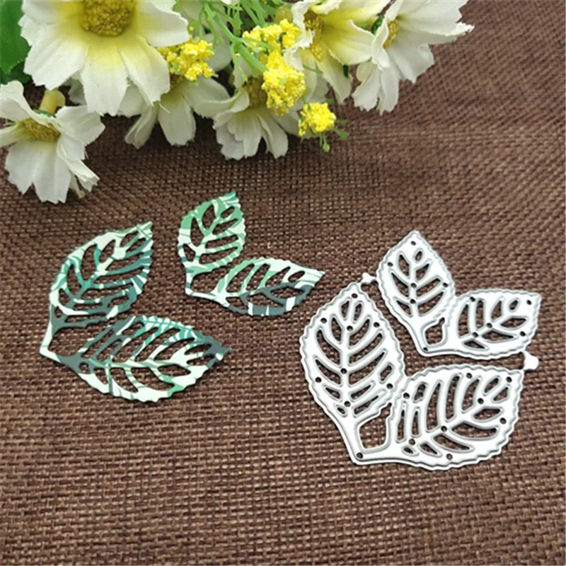 2pcs Leaf Metal stencil mold Cutting Dies decoration scrapbook die cuts Album Paper Craft Embossing DIY Card Crafts