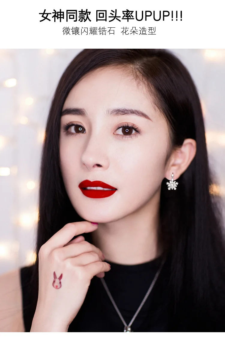 New Hot Fashion 925 Sterling Silver Crystal snow Earrings for Women Girls Gift Fashion Statement Jewelry 2018
