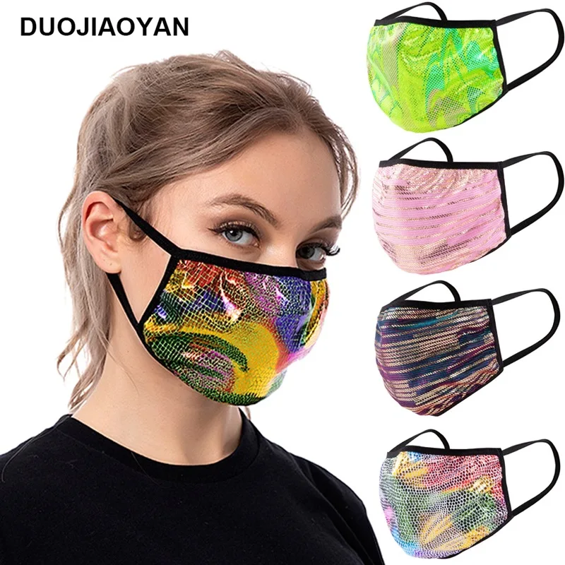 Sexy Woomen Laser cloth Masks Anti-haze Mask Gold Black Cotton Fashion Masks Party Unisex Shinee Kpop Anti Dust Face Mask