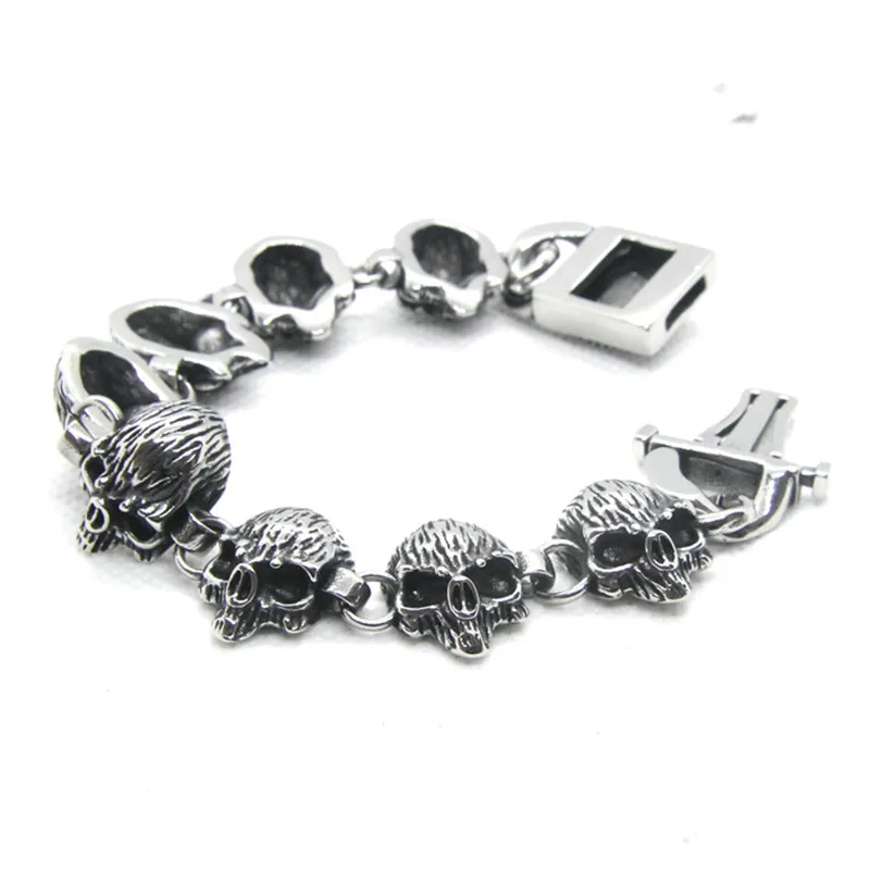 21cm Lenght Skeleton Bracelet 316L Stainless Steel Fashion Hiphot Style Biker Bracelet