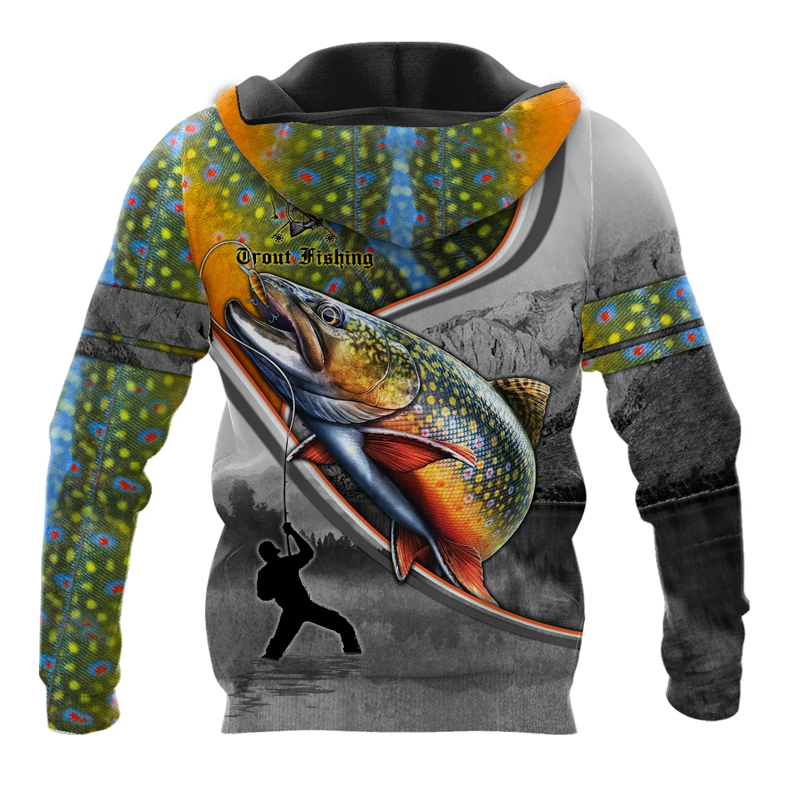 Trucha pesca hombre nombre personalizado 3D impreso Sudadera con capucha para hombre sudaderas con capucha Unisex sudadera otoño ropa de calle chaqueta Casual chándal KJ737