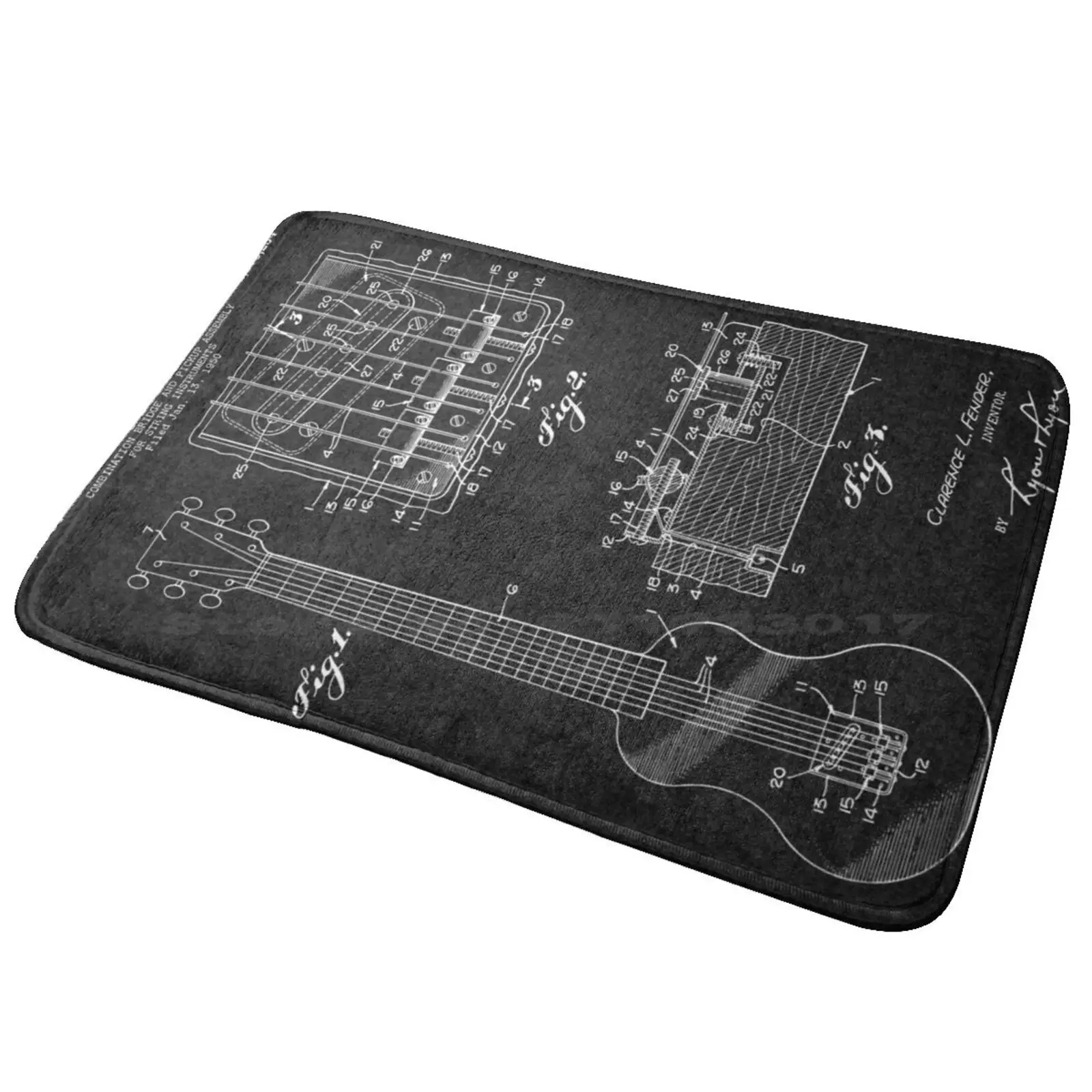 Guitar Bridge And Pickup Patent 1951 Entrance Door Mat Bath Mat Rug Motorsports Fb20 Racing Team Factory Petronas Biker Grand