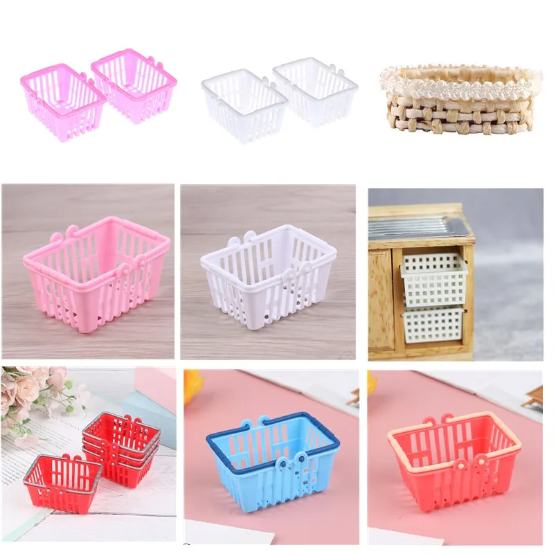 1/2/3 Pcs Shopping Basket Toys Kids Mini Supermarket Shopping Hand Basket Model DollHouse