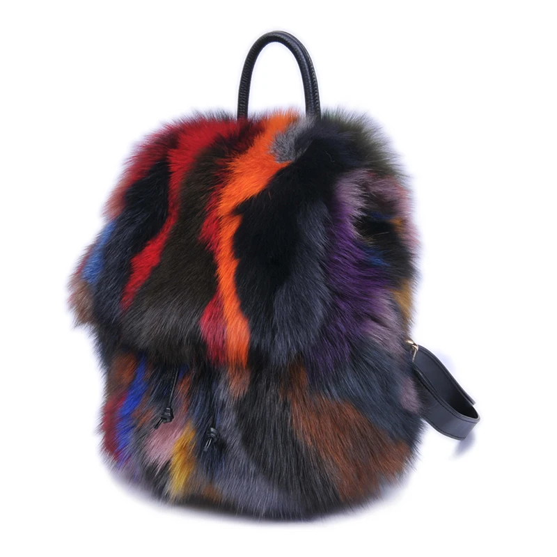 2020 New Real Fox Fur Handbags 100% Real Fur Single Shoulder Bags Colorful Genuine Leather Winter Fashion Fur Wrist Bags Luxury