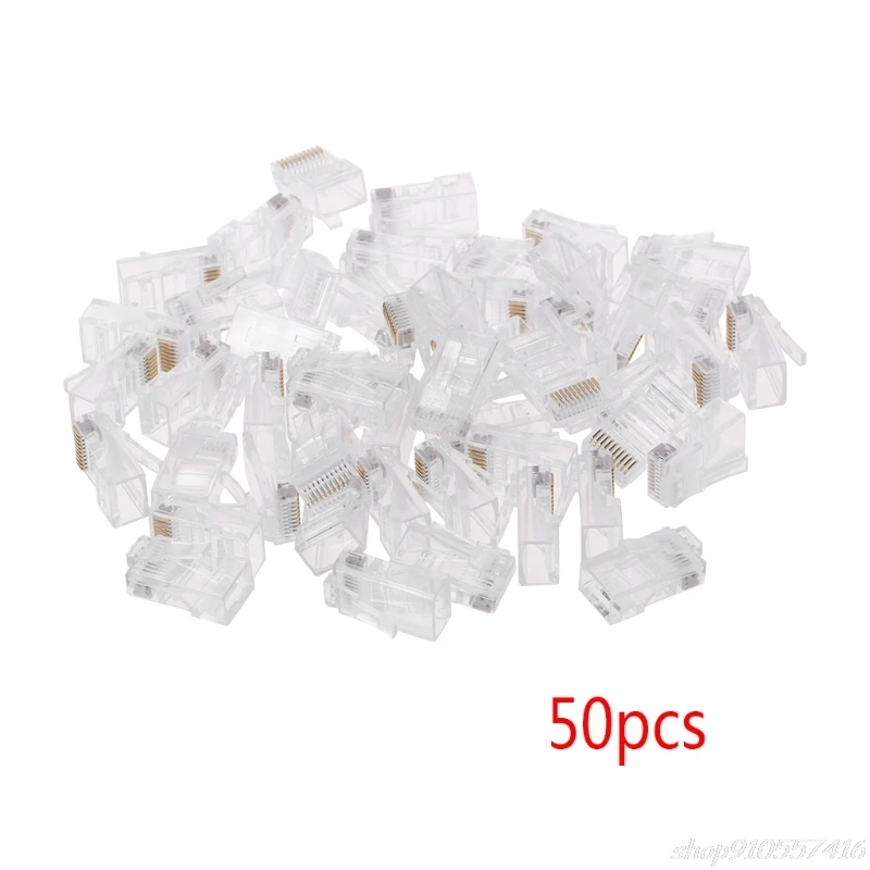 

50 Pcs/Pack Stranded 10P10C Cable Connector RJ48 Crystal Plug Modular O10 20 Dropshpping