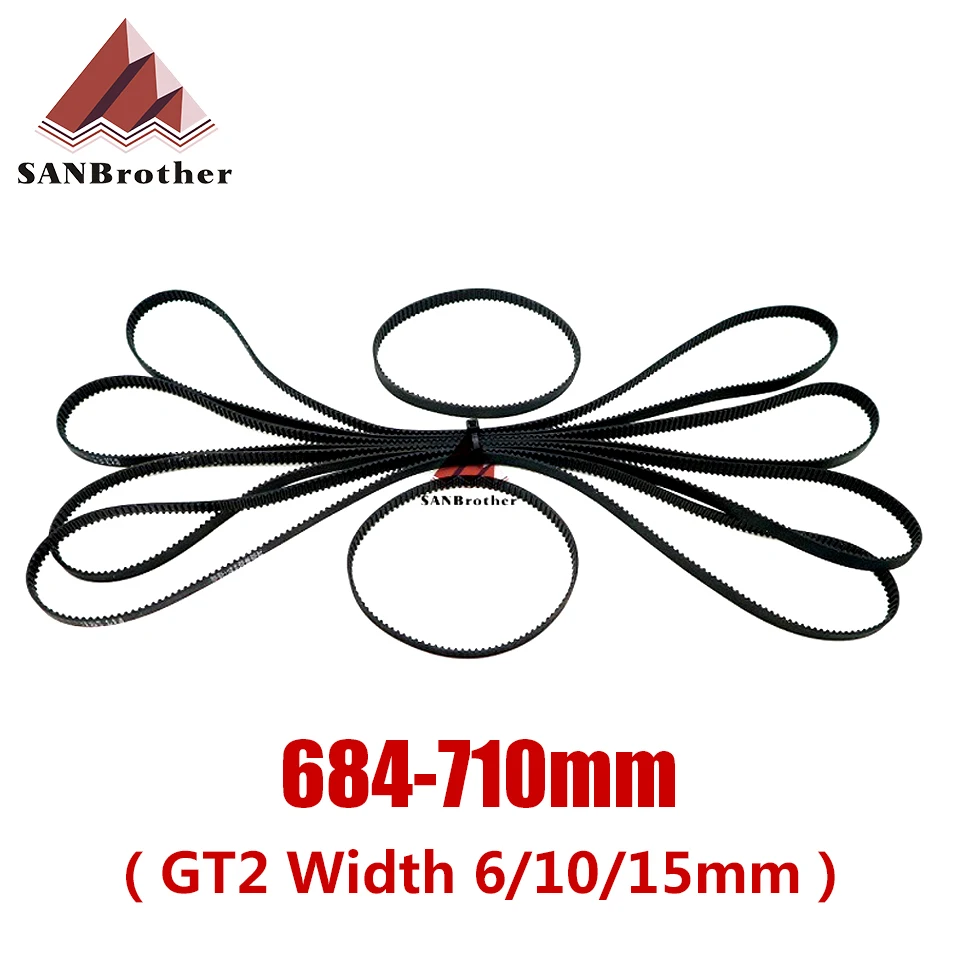 3D Printer Parts GT2 Closed Loop Timing Belt Rubber 2GT 6mm684 686 688 690 692 694 696 698 700 702 704 706 708 710mm Synchronous