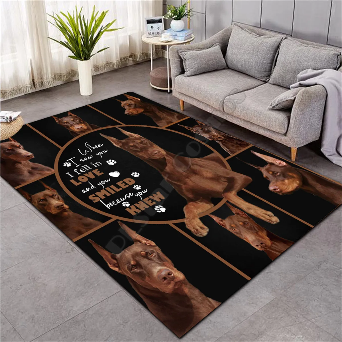 

Doberman 3D Printed Play Mat Board Game mat map Large Carpet for Living Room Cartoon Rugs Maze