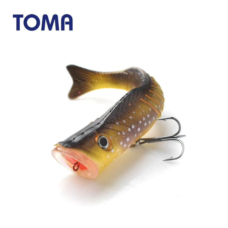 TOMA 1pcs Soft Fishing Lures Floating 110mm 17g Plastic Lure with Ball and Treble Hooks Swimbait Fish Wobbler Pesca Fishing Bait