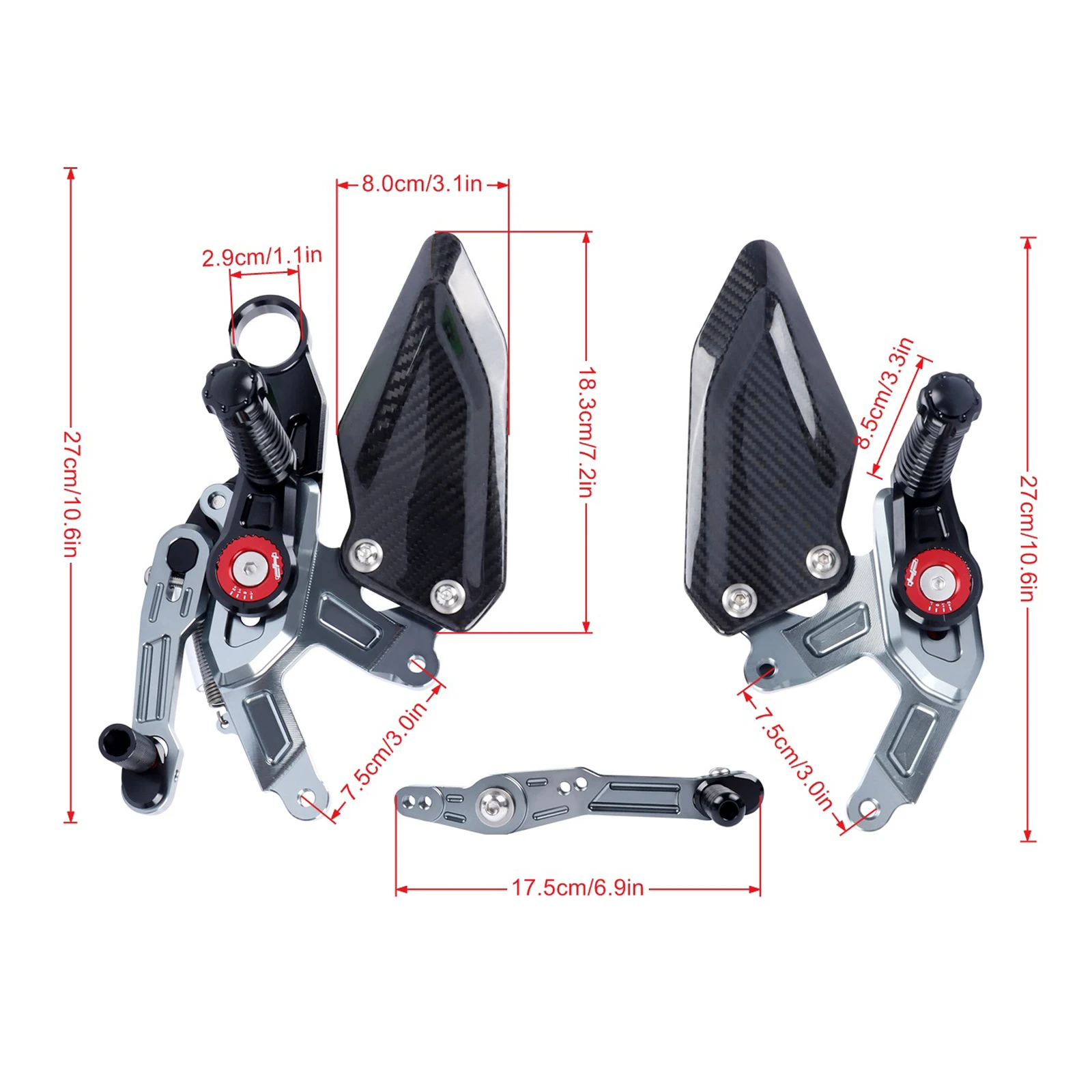 For BMW S1000RR 2015-2018 S 1000 RR Carbon Fiber Adjustable Rearset S1000 RR Footpeg CNC Foot Pegs Racing Rear Set Footrest