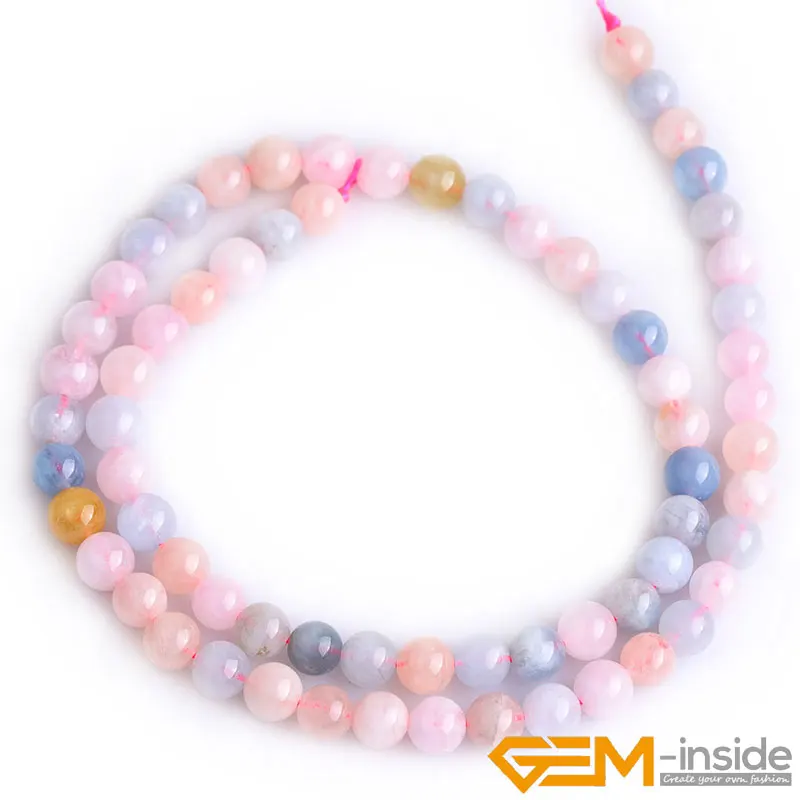 Natural Stone 6 8 10mm Morgan Morganite Stone Accessorries Loose Spacer Round Beads For Jewelry Making Strand 15\