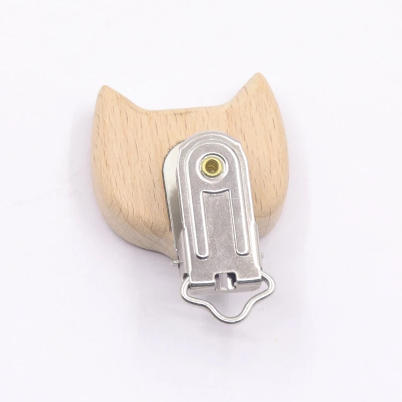 Clip de dentition en bois de hêtre pour bébé, 5 pièces, anneau de dentition, dessin animé renard, DIY, sucette chaîne porte-mamelon, accessoires,