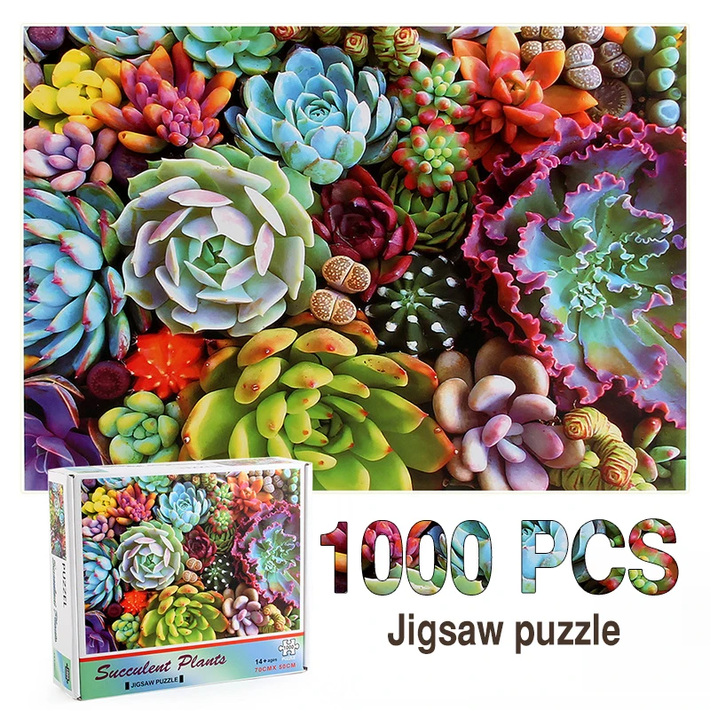 1000ชิ้น succulents ปริศนาการศึกษาของเล่นเด็กผู้ใหญ่เรียนรู้เกมชิ้นส่วนของเล่นการศึกษา Montessori