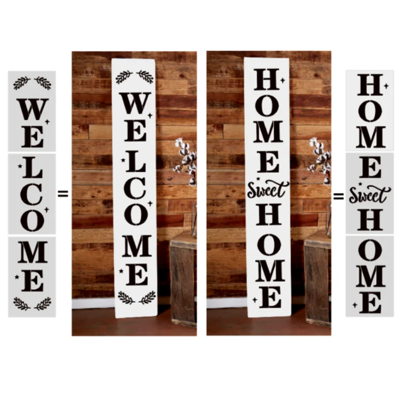 3pc 30*17.6cm WELCOME Painting Template DIY HOME Sweet HOME Layering Stencils Scrapbook Coloring Embossing Album Decor Reusable