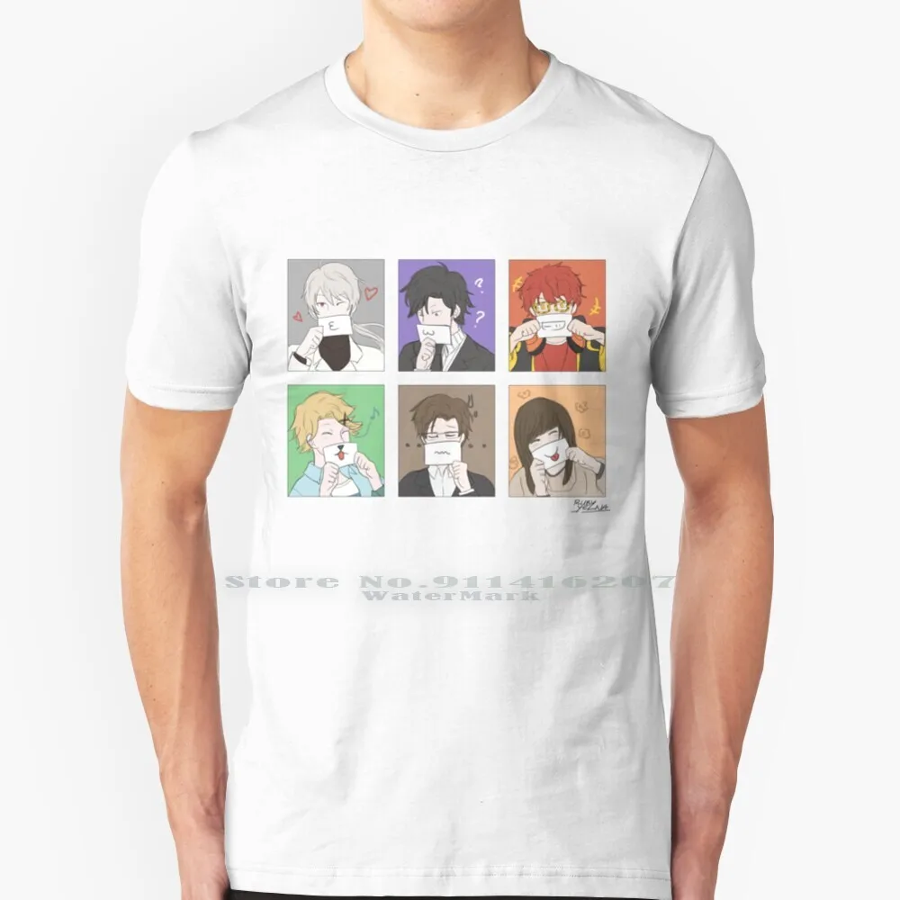 Mystic Messenger-Funny Faces 100% Cotton T Shirt App Korea Games Mystic Messenger Luciel Choi Saeyoung Choi Zen Jumin Han