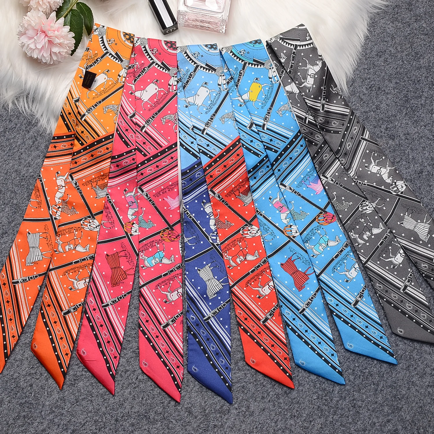 

Luxury Horse Bag Scarf Brand Twill Silk Scarves Women New Design Hijab Neckerchief Spring Summer Hair Scarf Fashion Headbands