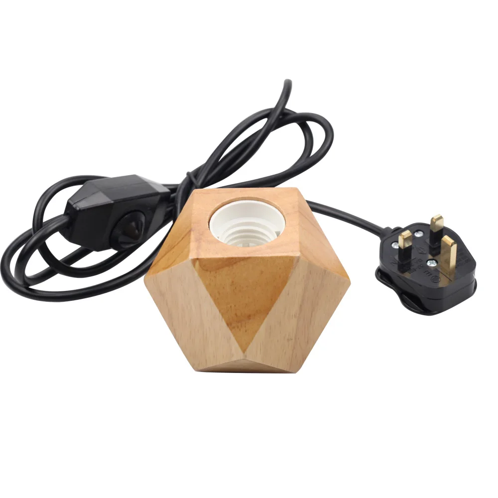 TIANFAN Holz Lampe Edison-birne Lampe Basis E27 Bronze Tisch Lampe mit 1,8 M Flache EU UK Stecker Kabel Dimmer schalter Schreibtisch Lampe