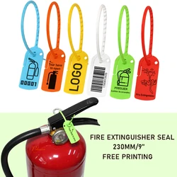 100pcs Custom Fire Extinguisher Valve Seals Plastic Security Beaded Extintor Sign Label Disposable Teareable Mark Tag 230mm/9.1