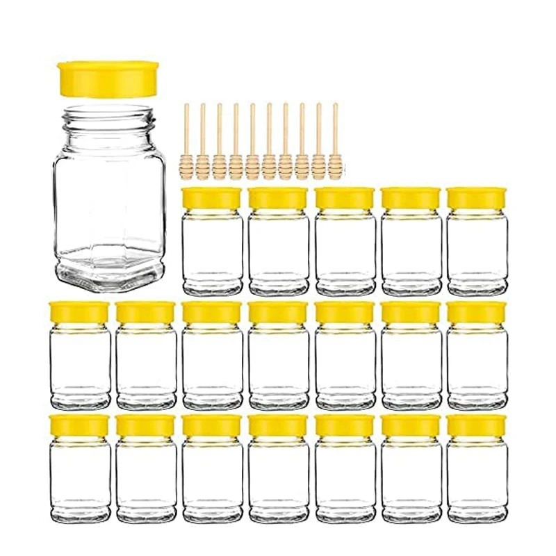 

Glass Honey Jar with Lids, Honey Containers for Storing and Dispensing Honey , Extra Honey Dipper Included