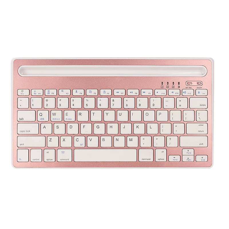 Bluetooth MIni Keyboard With Phone Holder Rechargeable Wireless Dual Channel Keyboard For Tablet/Laptop/Phone