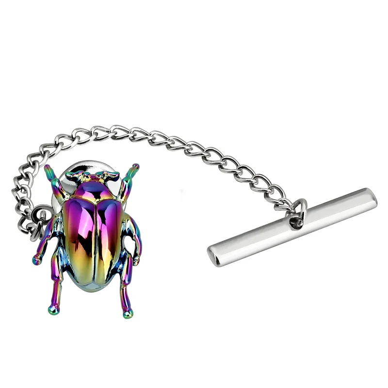 HAWSON New Arrival Colorful Beetle Tie Tack Tie Pin with Chain Designed for Mens Regular Necktie Fashion Jewelry