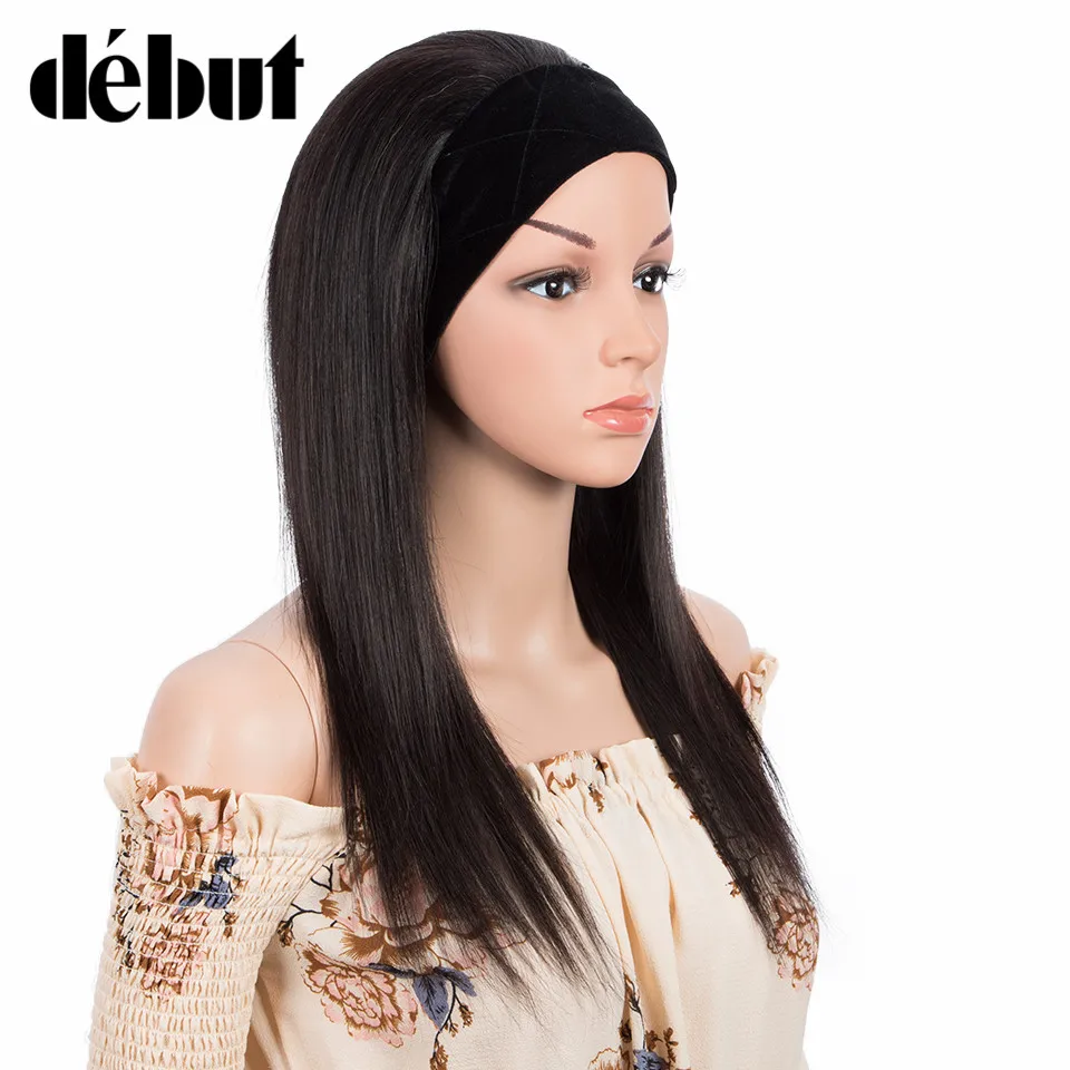 Debut Straight Headband Wigs For Women 100% Remy Straight Human Hair Bob Wigs 28\'\' Natural Black Glueless Cheap Human Hair Wigs