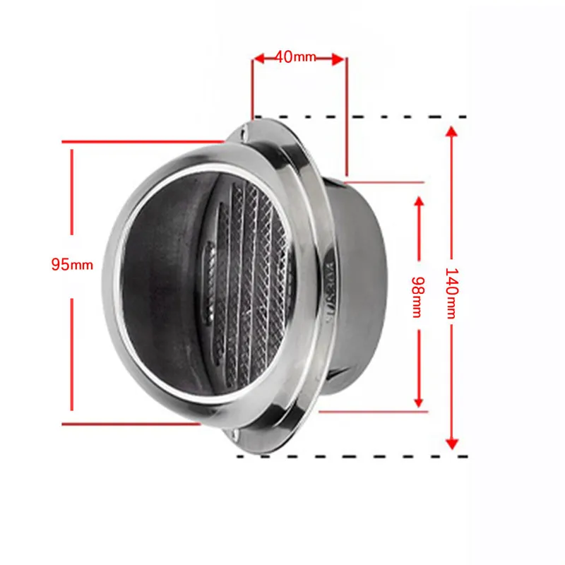 304 Stainless Steel Wall Ceiling Air Vent Ducting Ventilation Exhaust Grille Cover Outlet Heating Cooling & Vents Cap Waterproof